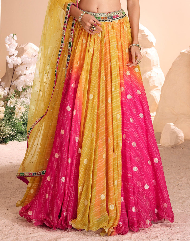 Multicolor Designer Embroidered Jacquard Silk Wedding Lehenga-Saira's Boutique