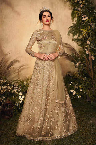 Golden colour frock store suit