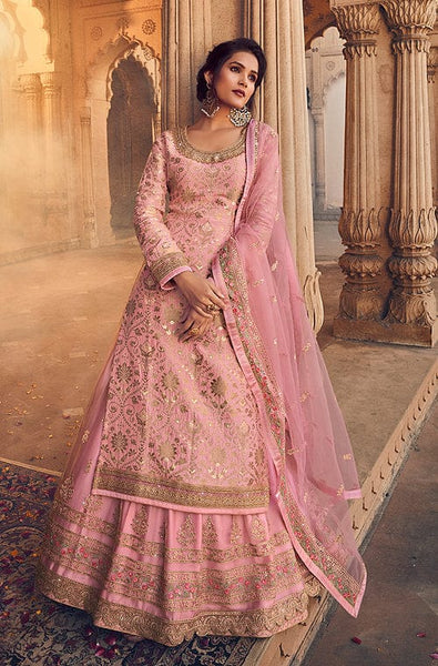 Bridal lehenga light pink on sale colour