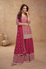 Berry Pink Designer Embroidered Wedding Sharara Suit-Saira's Boutique