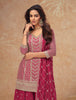 Berry Pink Designer Embroidered Wedding Sharara Suit-Saira's Boutique