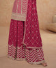 Berry Pink Designer Embroidered Wedding Sharara Suit-Saira's Boutique