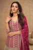 Berry Pink Designer Embroidered Wedding Sharara Suit-Saira's Boutique