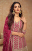 Berry Pink Designer Embroidered Wedding Sharara Suit-Saira's Boutique