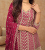 Berry Pink Designer Embroidered Wedding Sharara Suit-Saira's Boutique