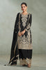 Black Designer Embroidered Chinon Silk Party Wear Palazzo Suit-Saira's Boutique