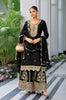 Black Designer Embroidered Chinon Silk Party Wear Palazzo Suit-Saira's Boutique