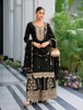 Black Designer Embroidered Chinon Silk Party Wear Palazzo Suit-Saira's Boutique