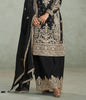 Black Designer Embroidered Chinon Silk Party Wear Palazzo Suit-Saira's Boutique