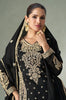 Black Designer Embroidered Chinon Silk Party Wear Palazzo Suit-Saira's Boutique
