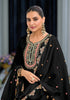 Black Designer Embroidered Chinon Silk Party Wear Palazzo Suit-Saira's Boutique