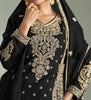 Black Designer Embroidered Chinon Silk Party Wear Palazzo Suit-Saira's Boutique