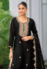 Black Designer Embroidered Chinon Silk Party Wear Palazzo Suit-Saira's Boutique