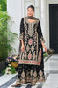 Black Designer Embroidered Chinon Silk Wedding Palazzo Suit-Saira's Boutique