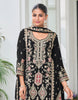 Black Designer Embroidered Chinon Silk Wedding Palazzo Suit-Saira's Boutique