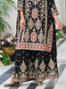 Black Designer Embroidered Chinon Silk Wedding Palazzo Suit-Saira's Boutique