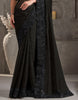 Black Designer Embroidered Crystal Chiffon Party Wear Saree-Saira's Boutique