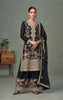 Black Designer Embroidered Premium Chinon Silk Party Wear Palazzo Suit-Saira's Boutique