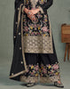 Black Designer Embroidered Premium Chinon Silk Party Wear Palazzo Suit-Saira's Boutique