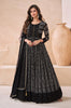 Black Designer Embroidered Pure Georgette Party Wear Gown-Saira's Boutique