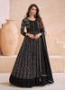 Black Designer Embroidered Pure Georgette Party Wear Gown-Saira's Boutique