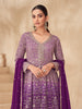 Bright Purple Designer Embroidered Wedding Sharara Suit-Saira's Boutique