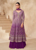 Bright Purple Designer Embroidered Wedding Sharara Suit-Saira's Boutique