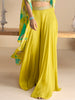Bright Yellow Designer Embroidered Party Wear Palazzo Suit with Shrug-Saira's Boutique