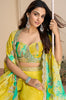 Bright Yellow Designer Embroidered Party Wear Palazzo Suit with Shrug-Saira's Boutique