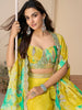 Bright Yellow Designer Embroidered Party Wear Palazzo Suit with Shrug-Saira's Boutique