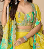 Bright Yellow Designer Embroidered Party Wear Palazzo Suit with Shrug-Saira's Boutique