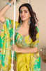 Bright Yellow Designer Embroidered Party Wear Palazzo Suit with Shrug-Saira's Boutique