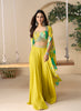 Bright Yellow Designer Embroidered Party Wear Palazzo Suit with Shrug-Saira's Boutique