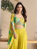 Bright Yellow Designer Embroidered Party Wear Palazzo Suit with Shrug-Saira's Boutique