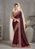 Burgundy & Beige Designer Embroidered Crush Wedding Party Wear Saree-Saira's Boutique