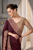 Burgundy & Beige Designer Embroidered Crush Wedding Party Wear Saree-Saira's Boutique