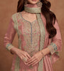 Carnation Pink Designer Embroidered Fancy Silk Party Wear Suit-Saira's Boutique