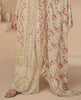 Cream Beige Designer Embroidered Chinon Silk Party Wear Palazzo Suit-Saira's Boutique
