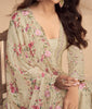Cream Beige Designer Embroidered Chinon Silk Party Wear Palazzo Suit-Saira's Boutique