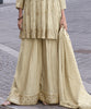 Cream Beige Designer Embroidered Party Wear Sharara Suit-Saira's Boutique