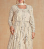 Cream Beige Designer Embroidered Pure Georgette Pant Style Anarkali Suit-Saira's Boutique