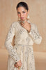 Cream Beige Designer Embroidered Pure Georgette Pant Style Anarkali Suit-Saira's Boutique