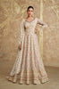 Cream Designer Heavy Embroidered Georgette Wedding Anarkali Gown-Saira's Boutique