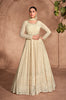 Cream Designer Heavy Embroidered Pure Georgette Anarkali Suit-Saira's Boutique