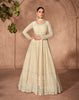 Cream Designer Heavy Embroidered Pure Georgette Anarkali Suit-Saira's Boutique