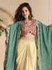 Cream & Pink Designer Embroidered Contemporary Style Lehenga with Shrug-Saira's Boutique
