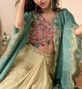 Cream & Pink Designer Embroidered Contemporary Style Lehenga with Shrug-Saira's Boutique