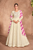 Cream & Pink Designer Heavy Embroidered Pure Georgette Anarkali Suit-Saira's Boutique