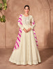 Cream & Pink Designer Heavy Embroidered Pure Georgette Anarkali Suit-Saira's Boutique