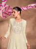 Cream & Pink Designer Heavy Embroidered Pure Georgette Anarkali Suit-Saira's Boutique